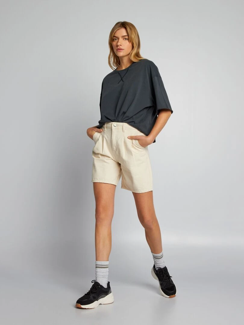 Short long en jean Beige