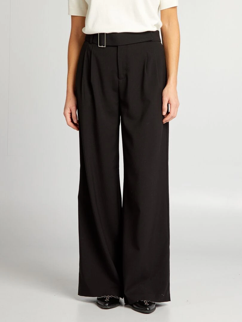 Pantalon large avec ceinture noir