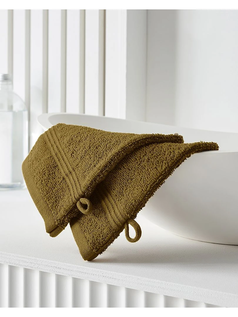 Lot de 2 gants de toilette bronze