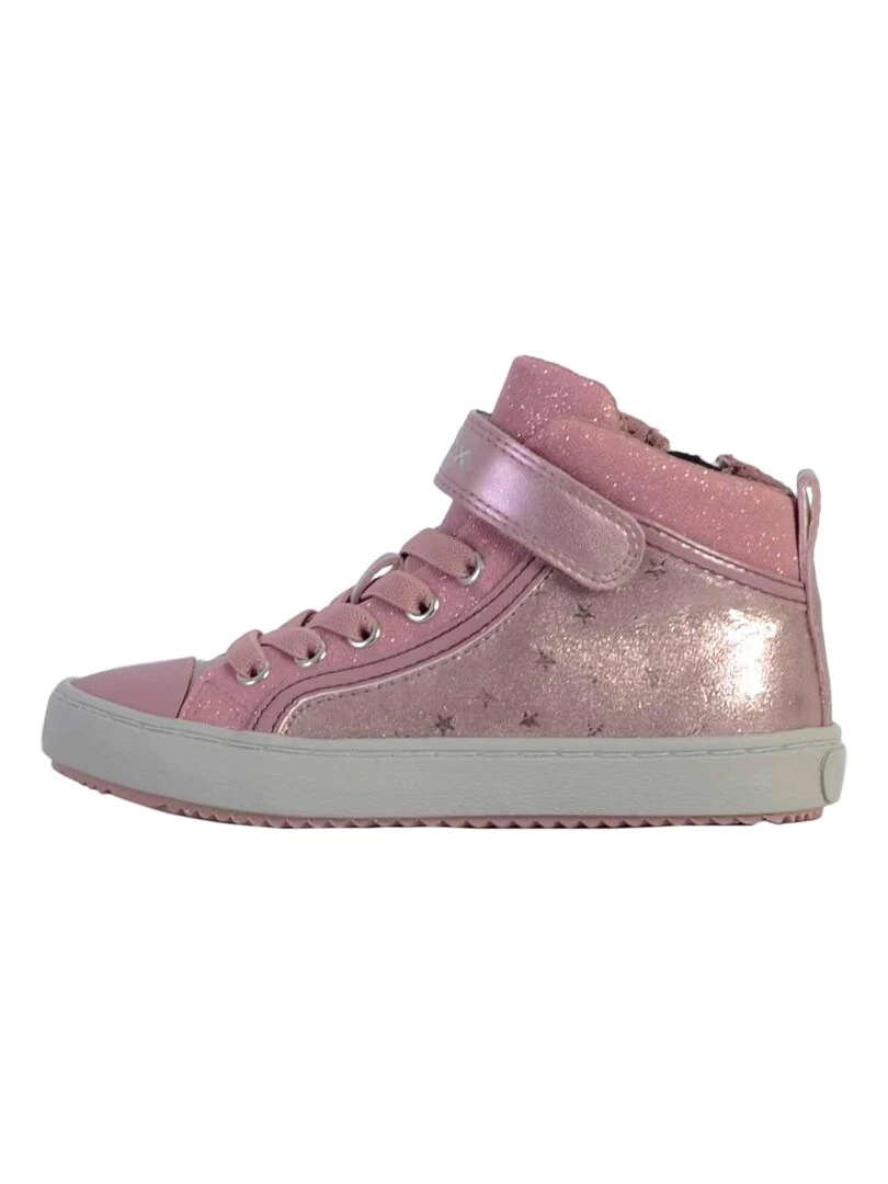 Basket Montante Cuir Enfant Geox J Kalispera Rose