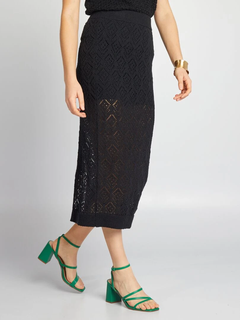 Jupe midi en tricot   noir