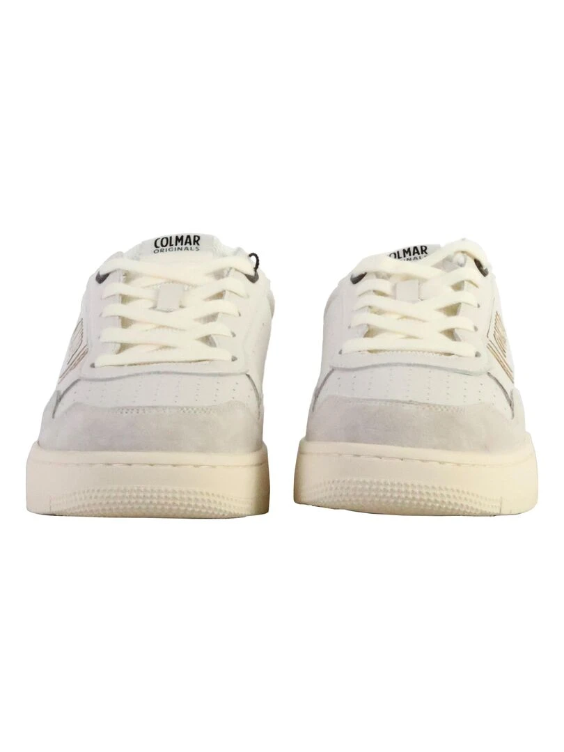 Basket Basse Cuir Colmar Austin Look   Blanc