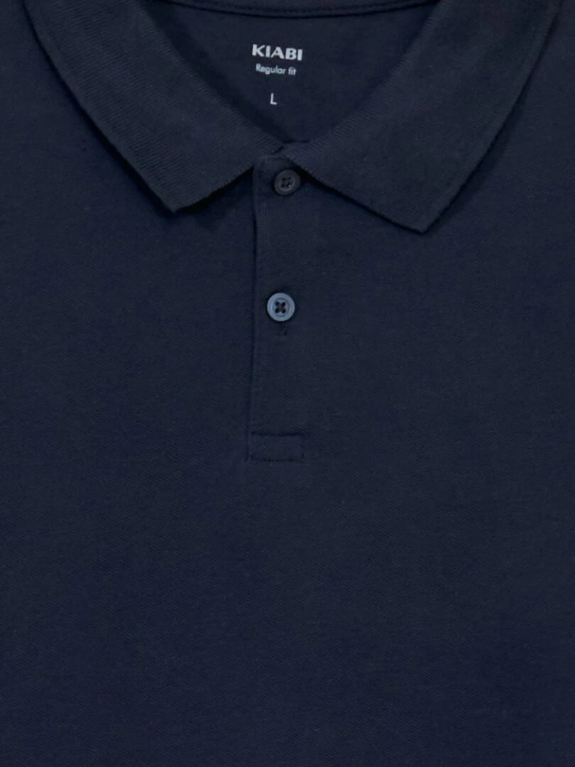 Polo en piqué de coton   bleu marine