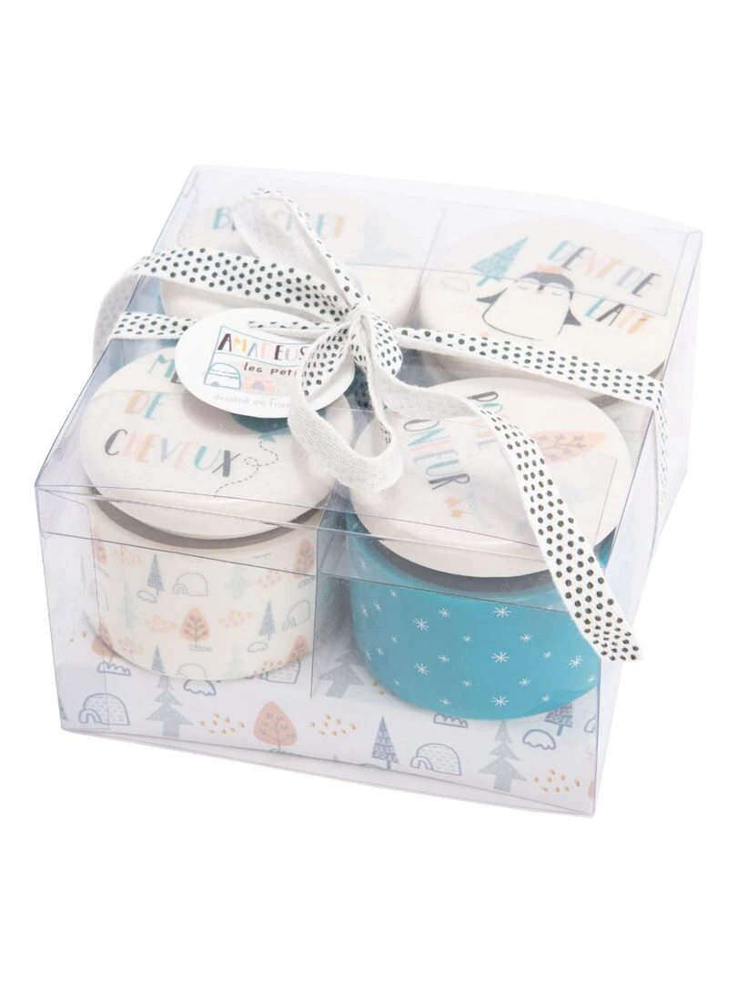 Lot de 4 boîtes à souvenirs bébé Victor   Bleu