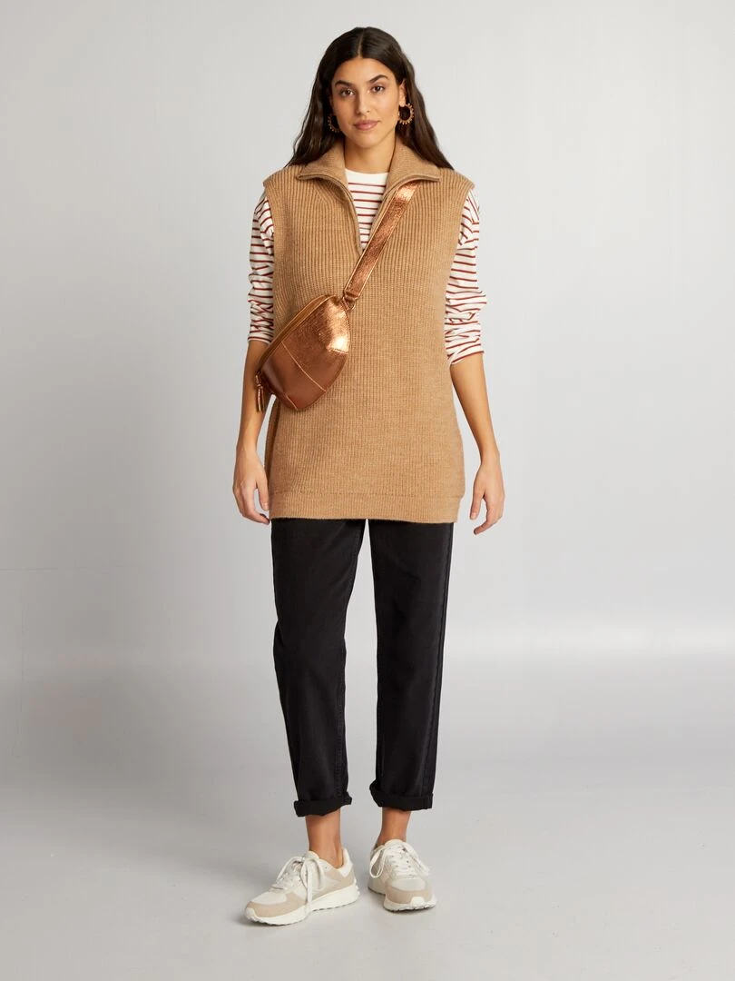 Pull camionneur sans manches Beige