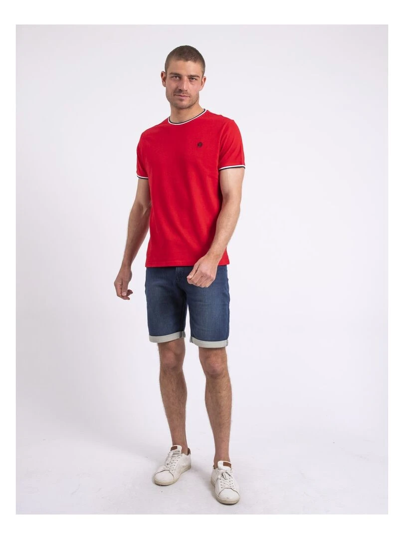 T shirt col rond pur coton NILOTIN   Rouge