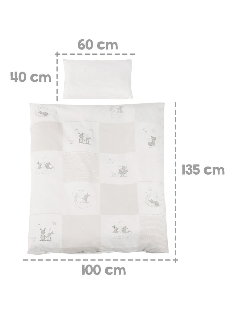 ROBA Lit bébé évolutif complet "Fox et Bunny"   70x140 + Équipement Complet   Blanc