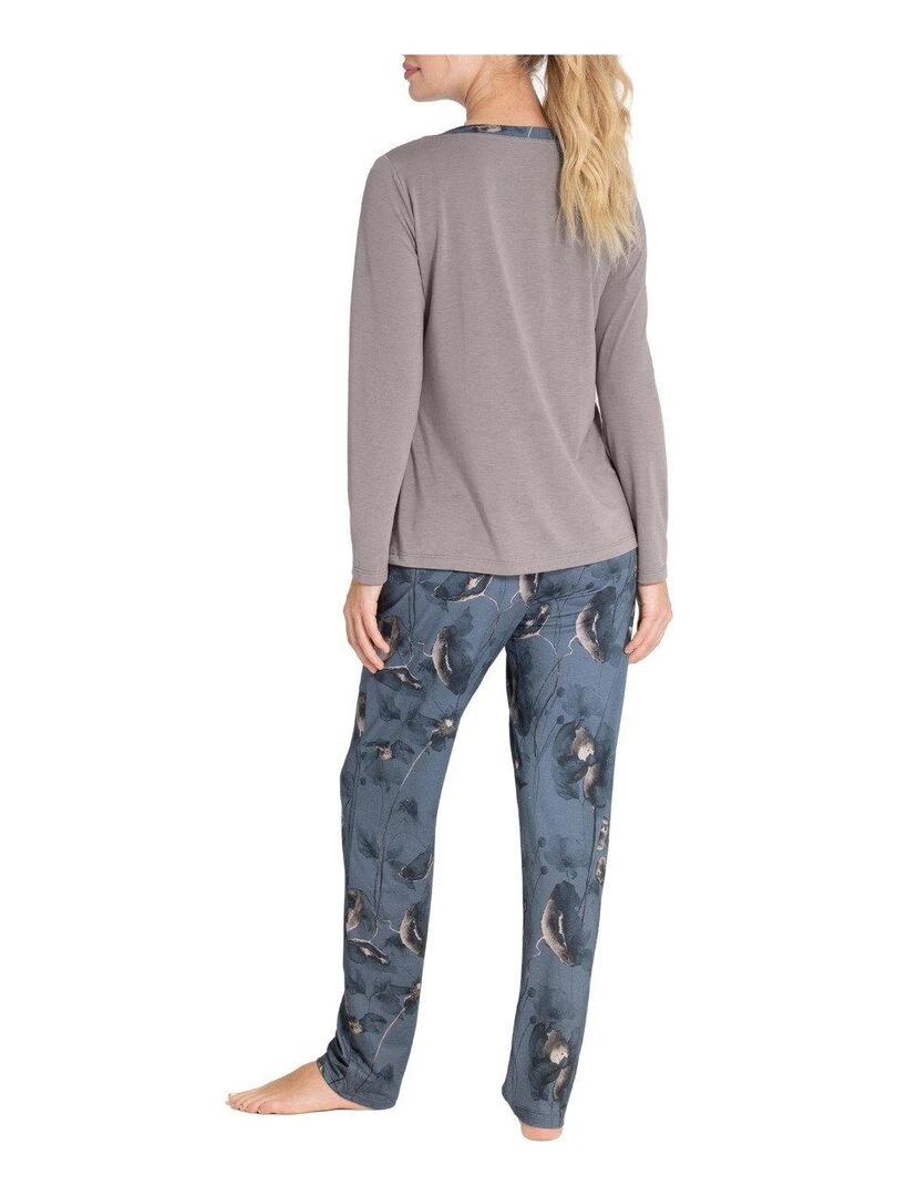 Pyjama long en modal à motif floraux Ayaka Bleu