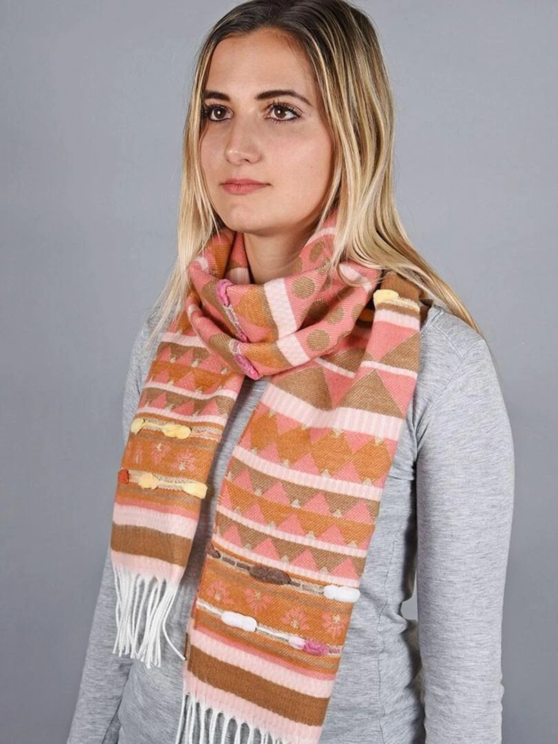 Echarpe Troïka Fabriqué en France Orange corail