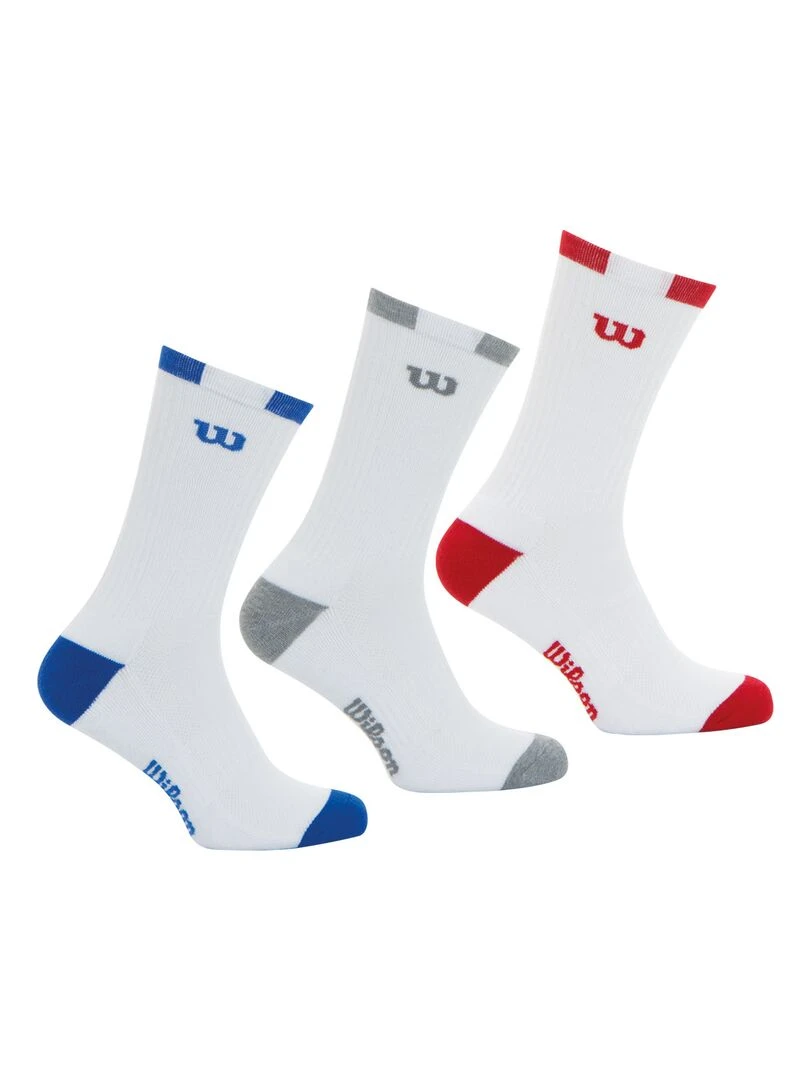Lot de 3 paires de chaussettes Crew Homme Wilson Blanc