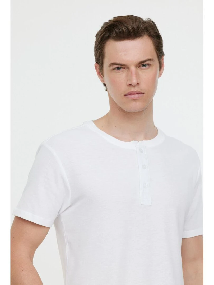 Lee Cooper   T Shirt manches courtes coton slim AZZO MC   Blanc