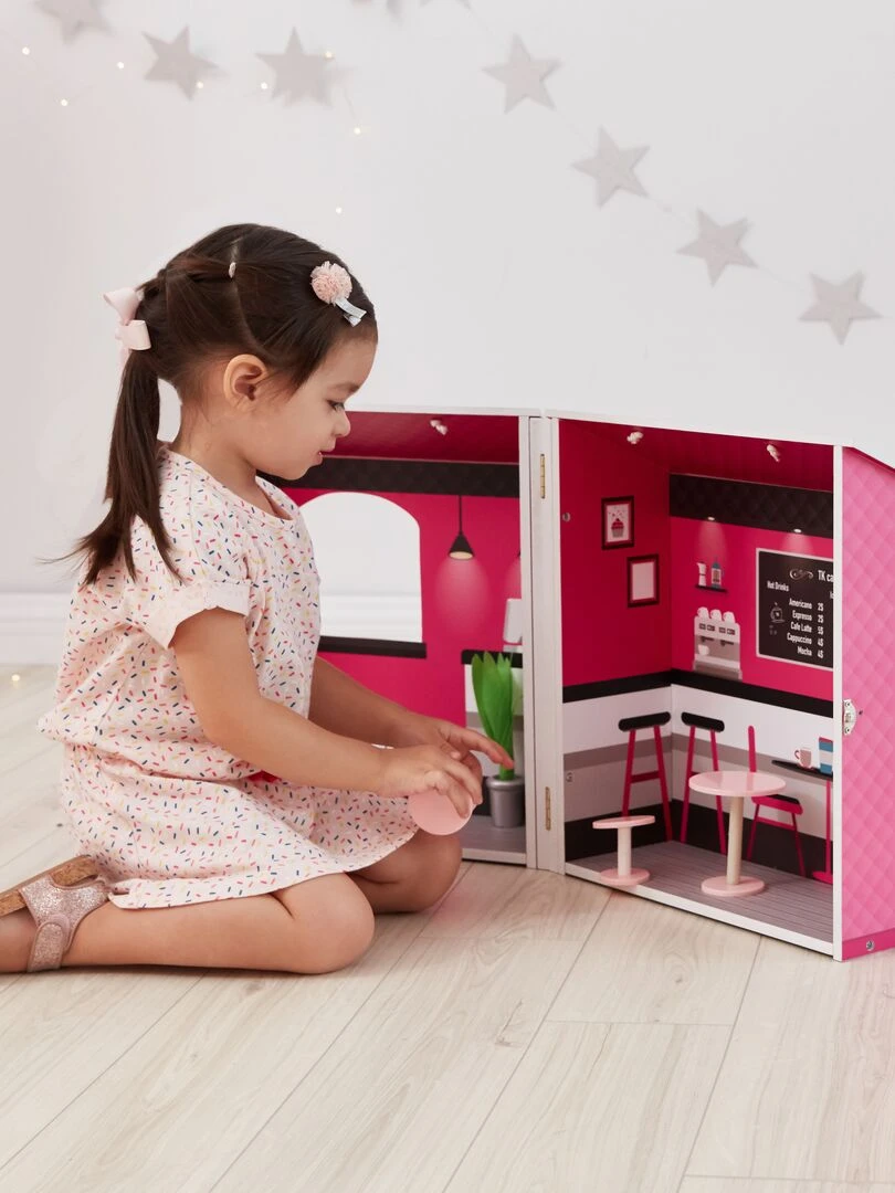 Olivia's Little World Maison de poupée City Café en bois pour fille rose TD 12953A   N/A