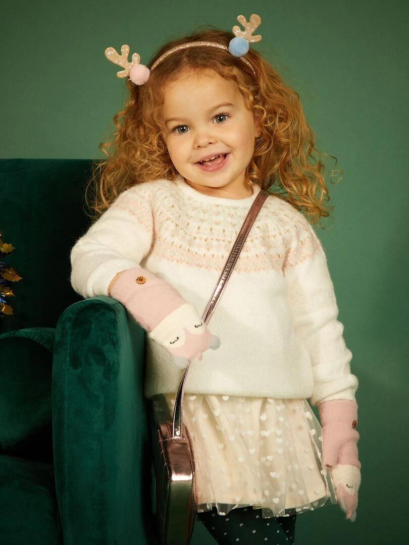 Pull en maille jacquard douce Blanc