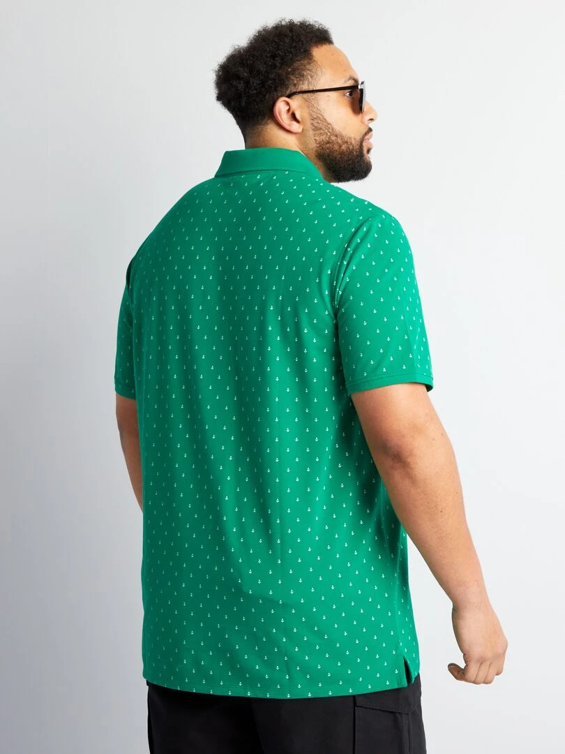 Polo en piqué de coton avec motif   Vert