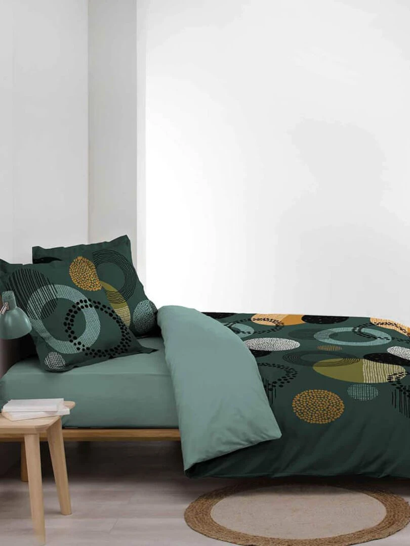 Housse de couette 240x220 Lunabella + 2 taies coton 42 fils Vert