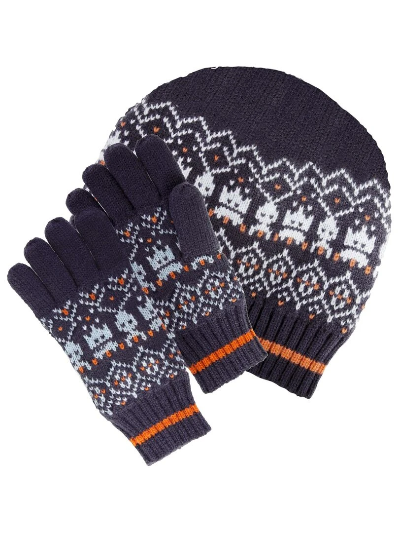 Gants Jacquard Robot 6/8 ans Marine Bleu marine