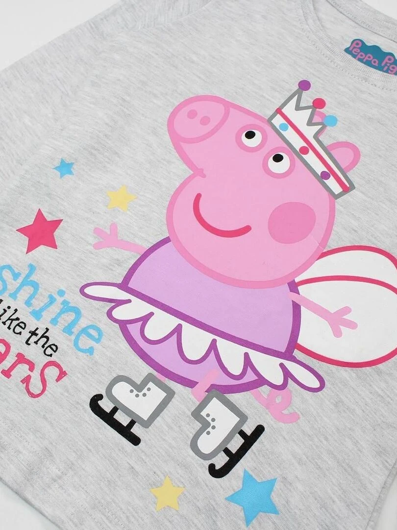 Peppa Pig   Pyjama fille imprimé Peppa Pig en coton   Gris