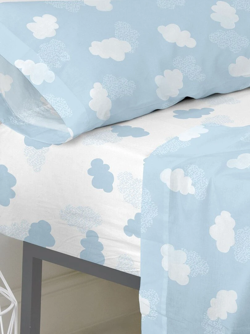 Drap housse Clouds "Happyfriday"   Bleu