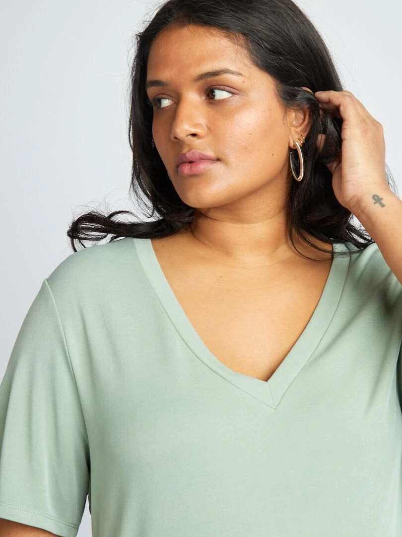T shirt manches courtes stretch   Vert