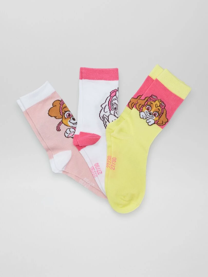 Lot de chaussettes 'Pat Patrouille' 3 paires Rose/jaune