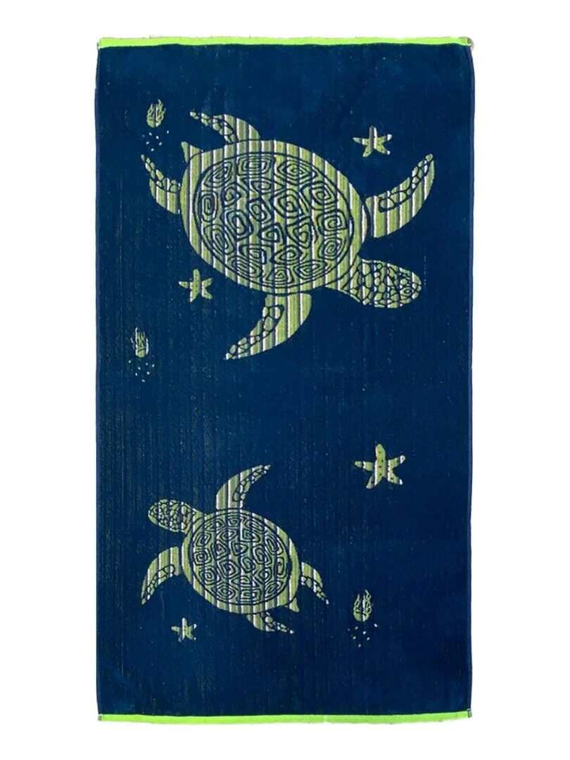 Serviette de plage éponge velours Jacquard Hesperia75x150 Bleu foncé