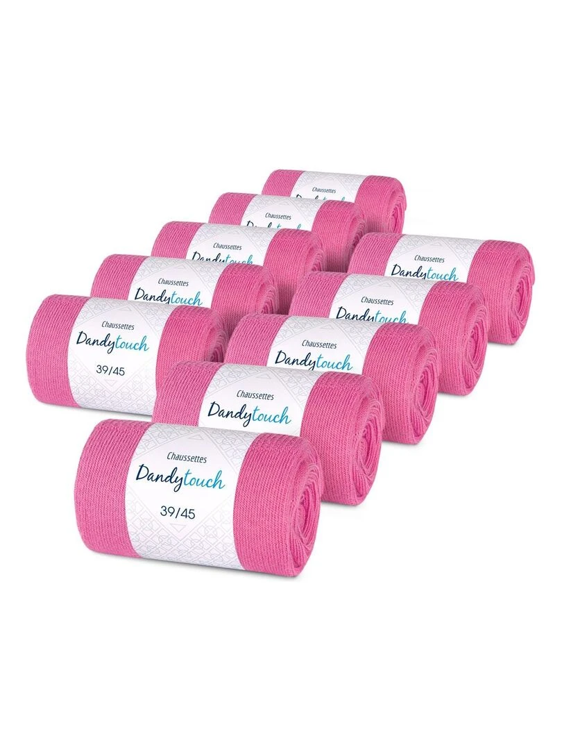 Chaussettes Jersey Coton Lot 10 Paires Fabrication UE Rose fushia