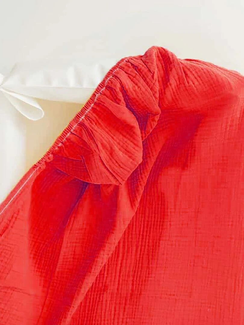 Housse de Matelas à Langer en Coton Bio Fraise   Rouge