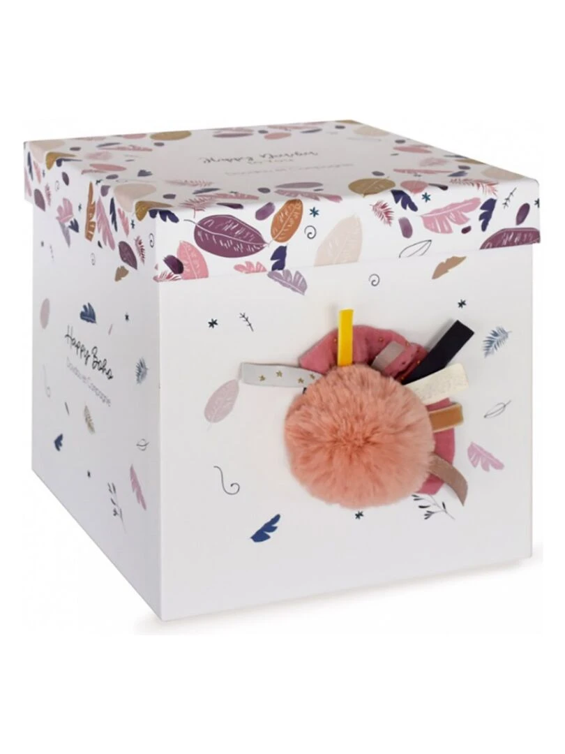 Peluche avec coffret lapin corail Happy Boho (25 cm)   Rose