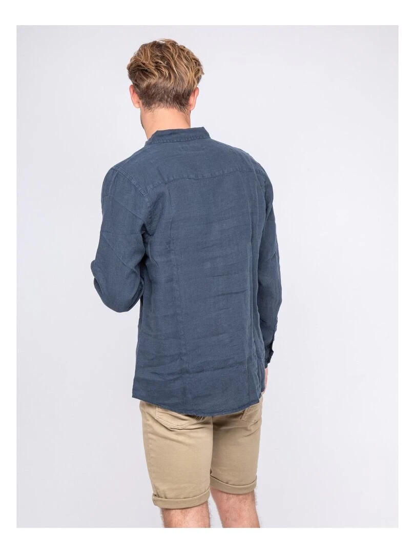 Chemise manches longues pur lin DALAMO Bleu marine