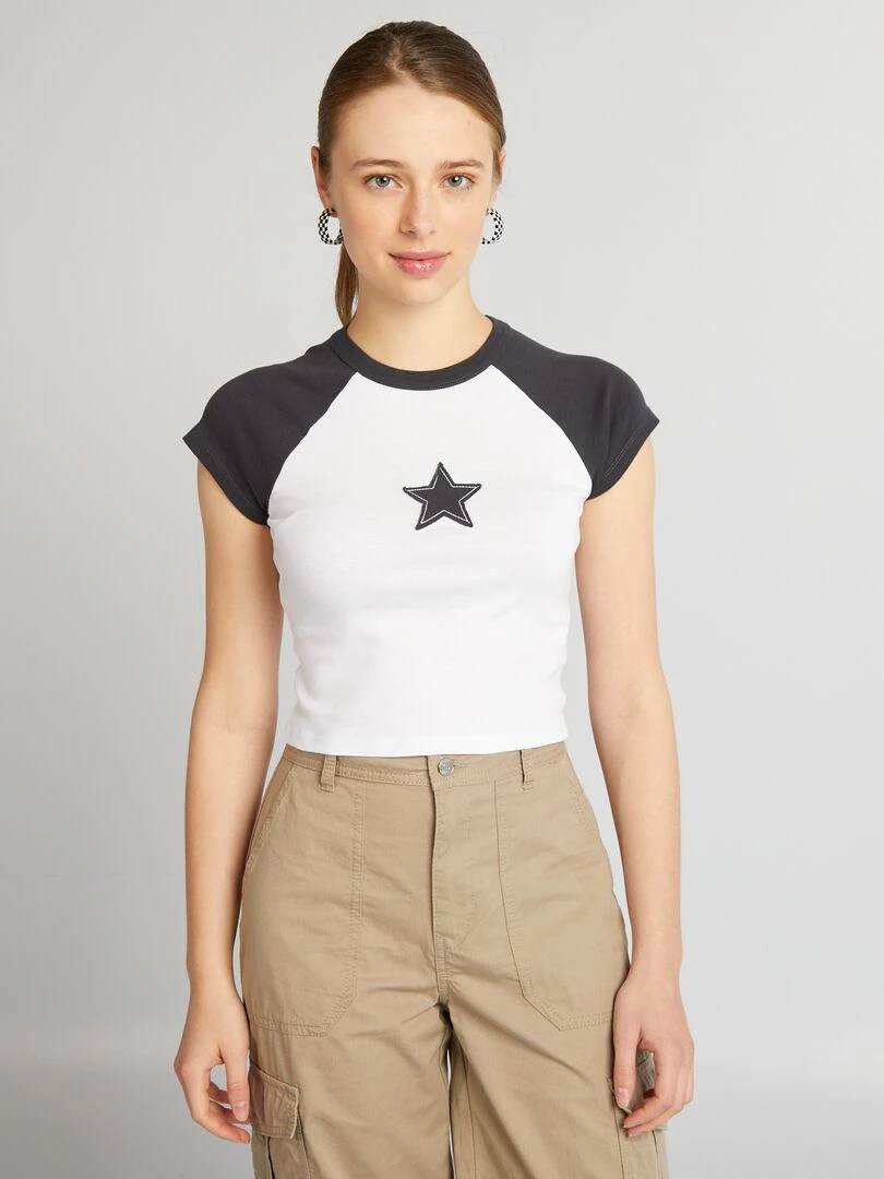 Crop top en jersey avec étoile Noir