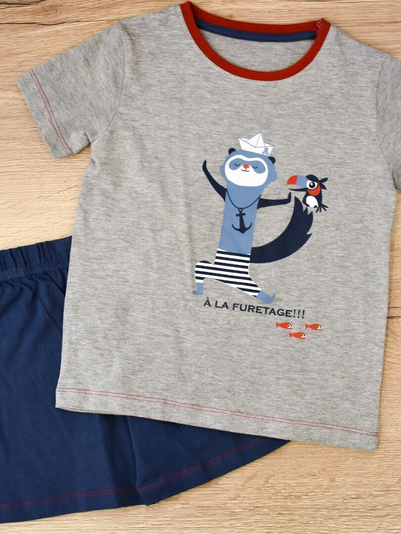 Pyjama short Jersey 'moussaillon''doo&bo' Gris