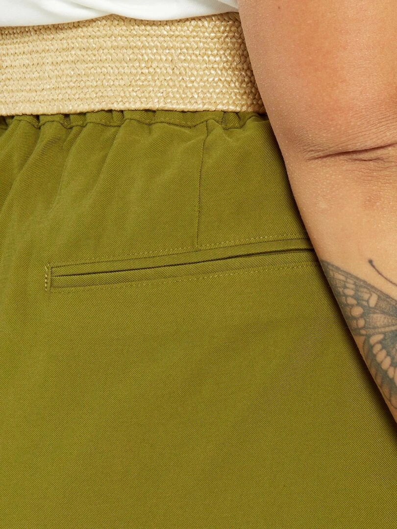 Short en twill avec ceinture   Vert