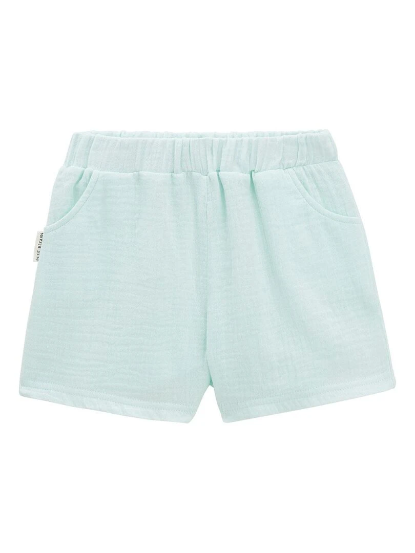 Short bébé en gaze de coton Dahlia Bleu