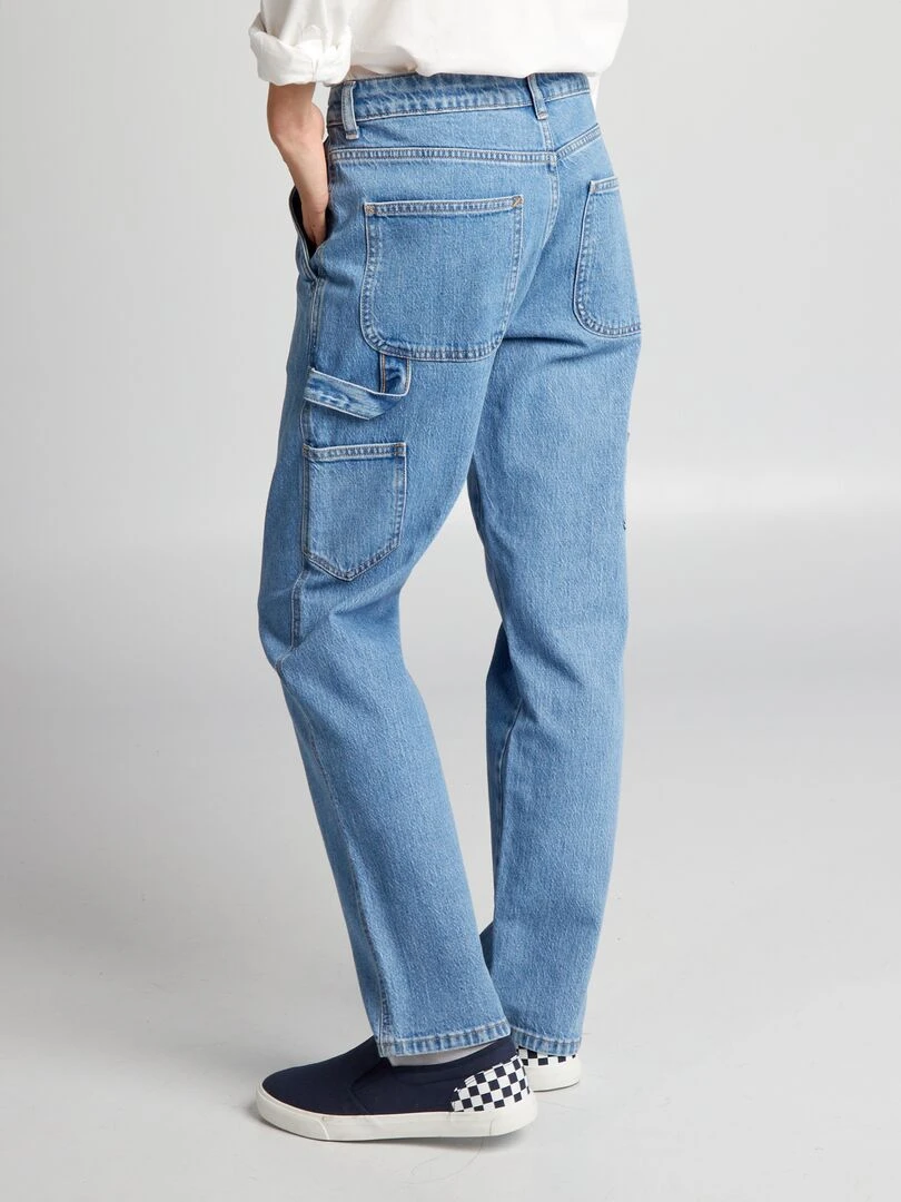 Pantalon denim droit   Bleu