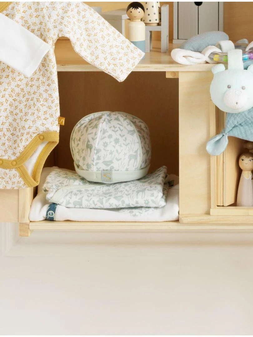 Bonnet de naissance en coton   SAUTHON   Blanc Vert