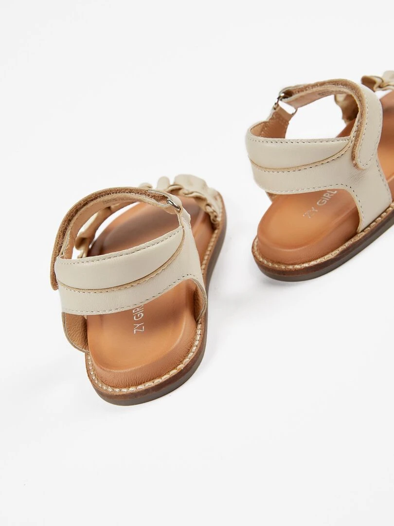 Sandales en Cuir avec Volants Bébé Fille   ISLAND CLUB   Blanc