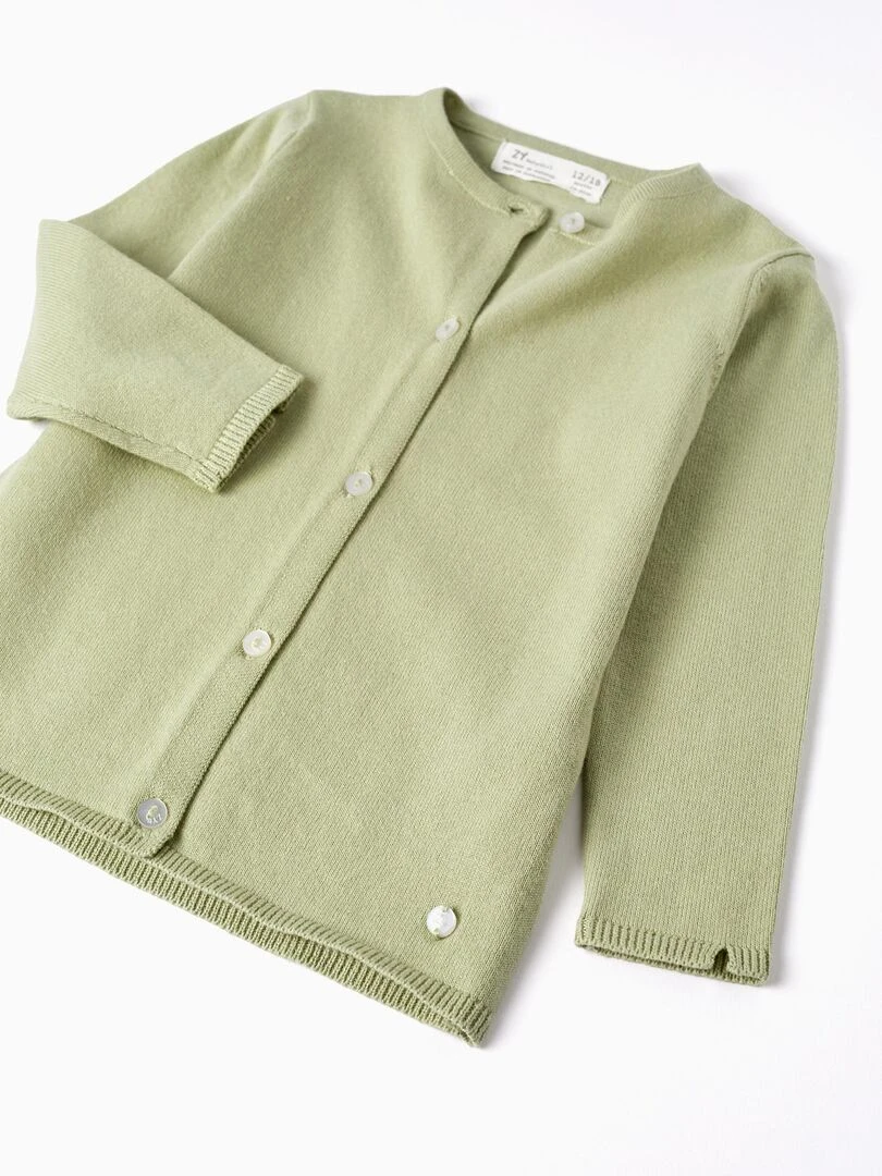 Veste en Maille en Coton pour Fille   Vert clair