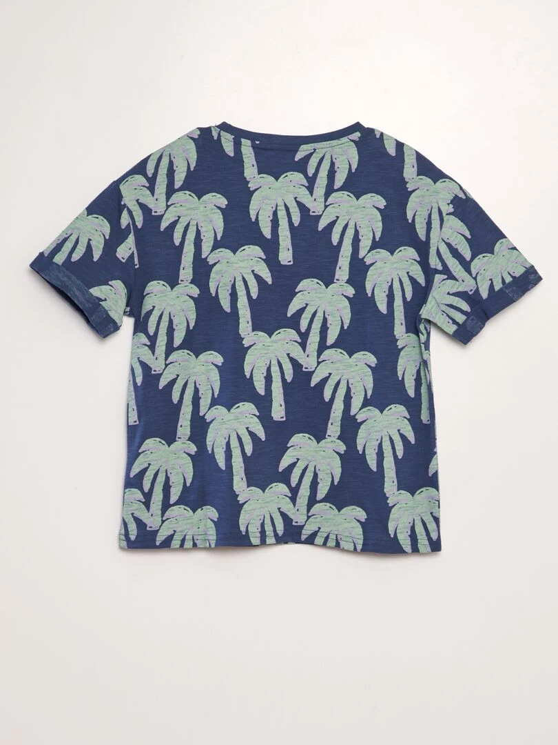 T shirt imprimé forme loose   Bleu palmier