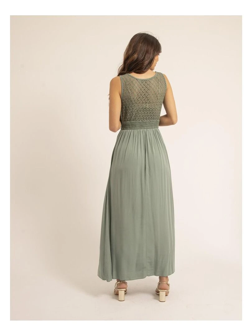 Robe longue dentelle IPALENE Kaki