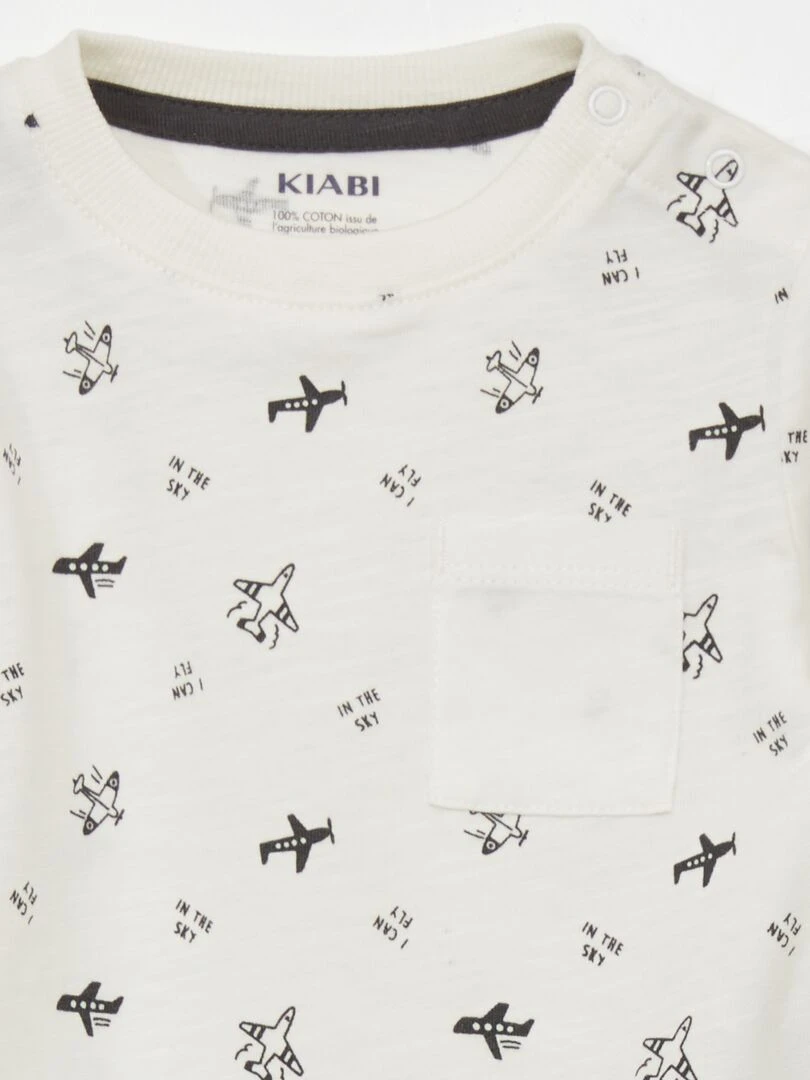 T shirt animé   Blanc/noir
