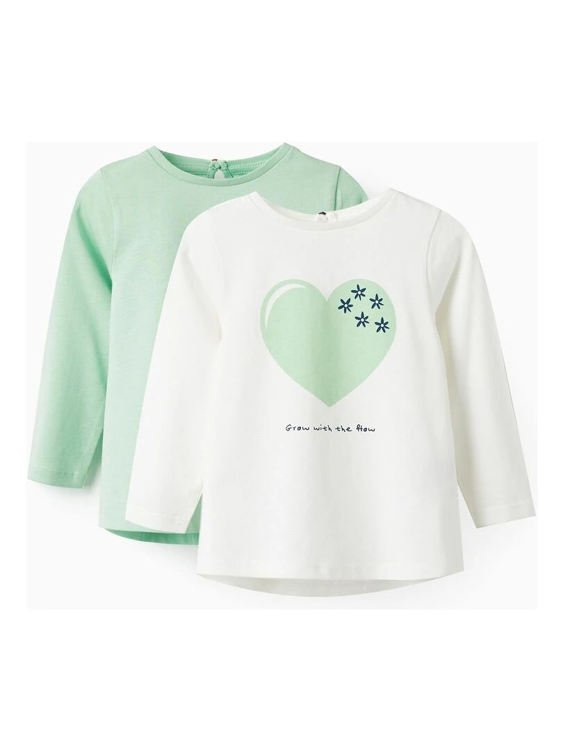 Pack 2 T shirts à manches longues pour bébé fille manches courtes THE WAVE TRIBE Vert clair