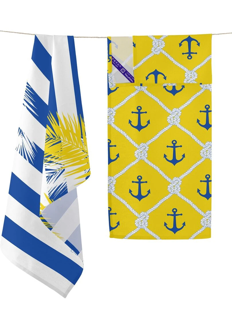 Torchon (2 pièces) Sail "Happyfriday"   Blanc