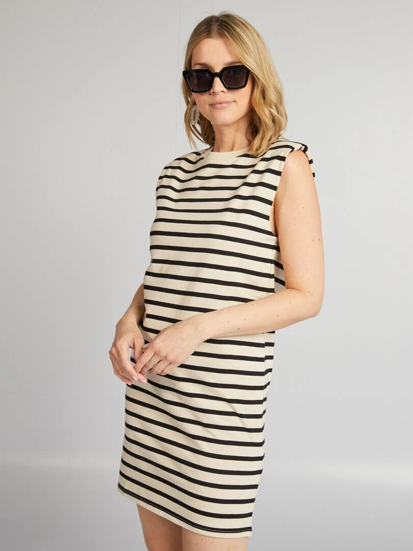 Robe courte à épaulettes   Noir/blanc