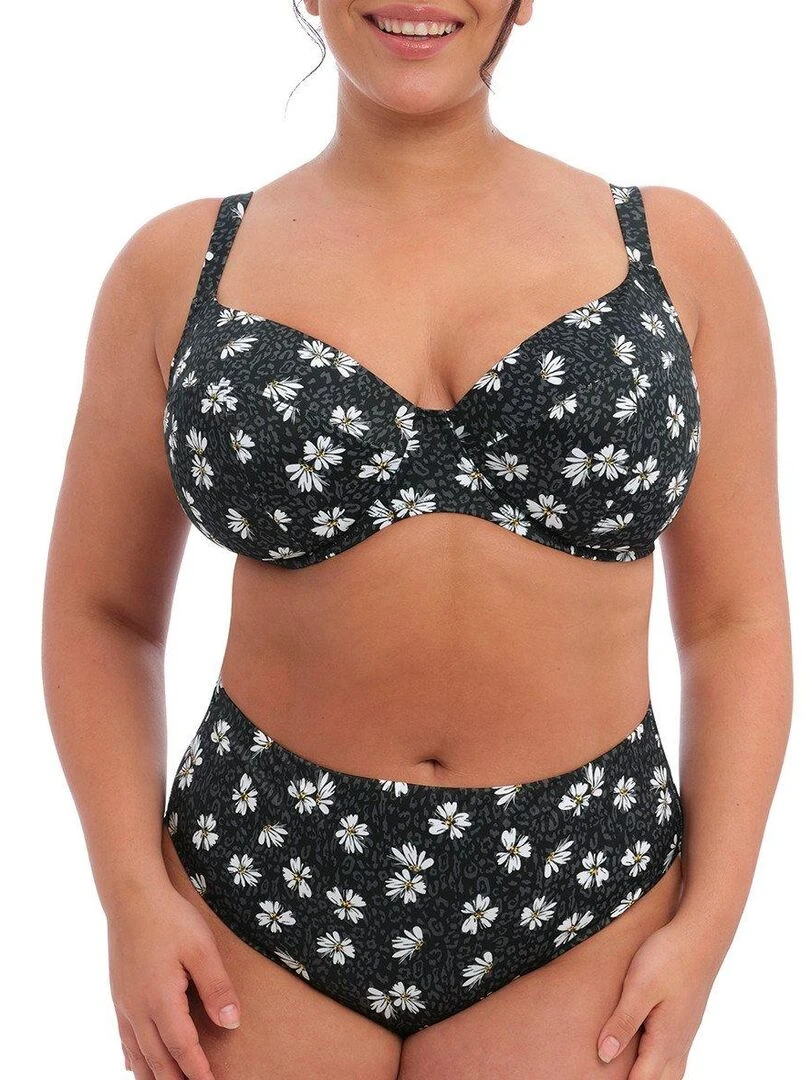 Haut de maillot de bain plongeant grande taille Plain Sailing Noir