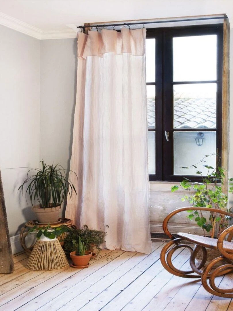 Rideau Ajustable 140x300 cm Gaze de Coton Rose