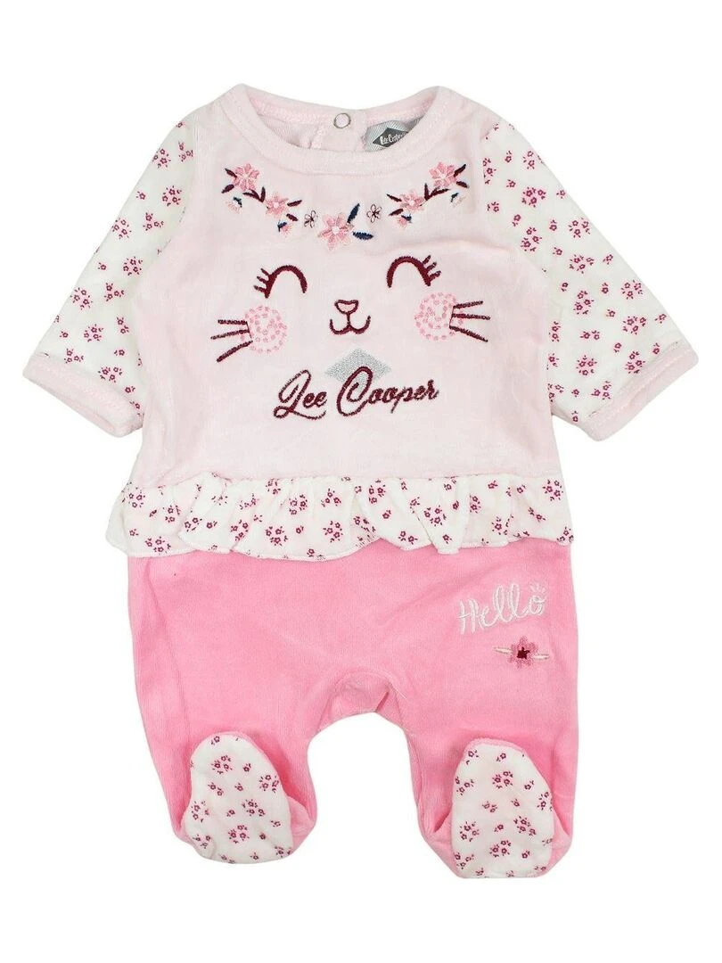 Lee Cooper Grenouillere bébé fille imprimé Lee Cooper en coton Rose clair