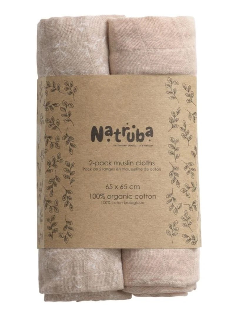 Pack 2 langes en coton bio rose poudré Rose