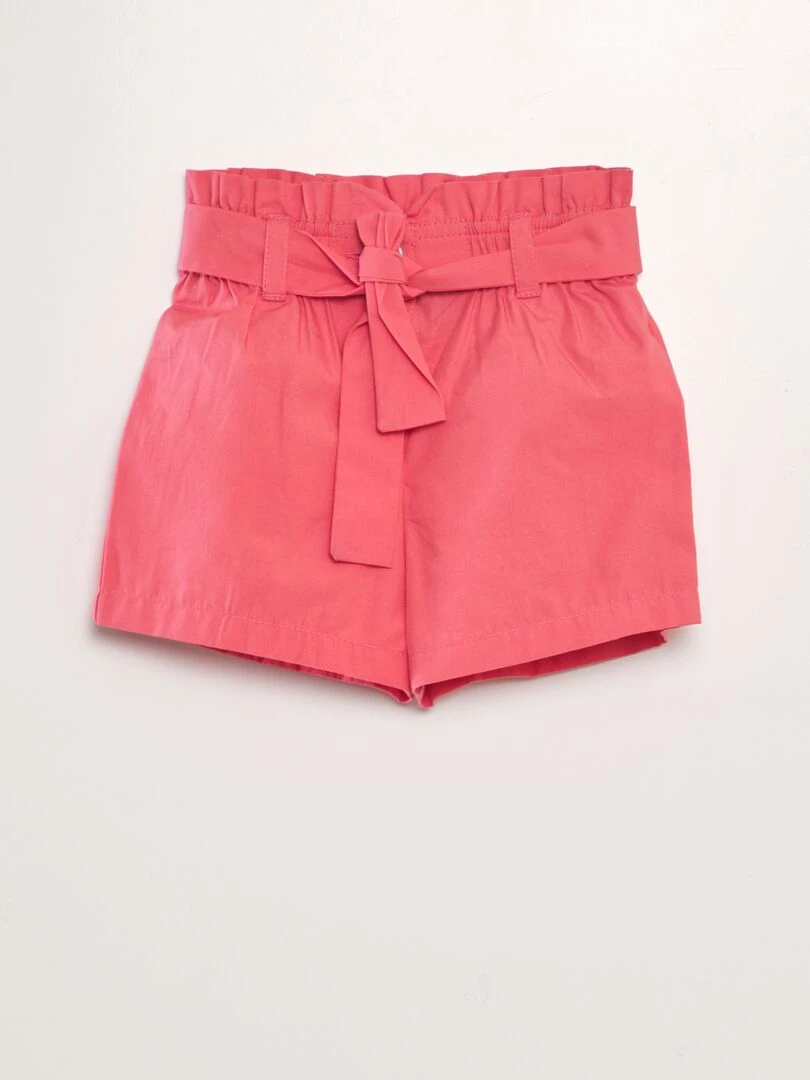 Short ceinturé en popeline Fuschia