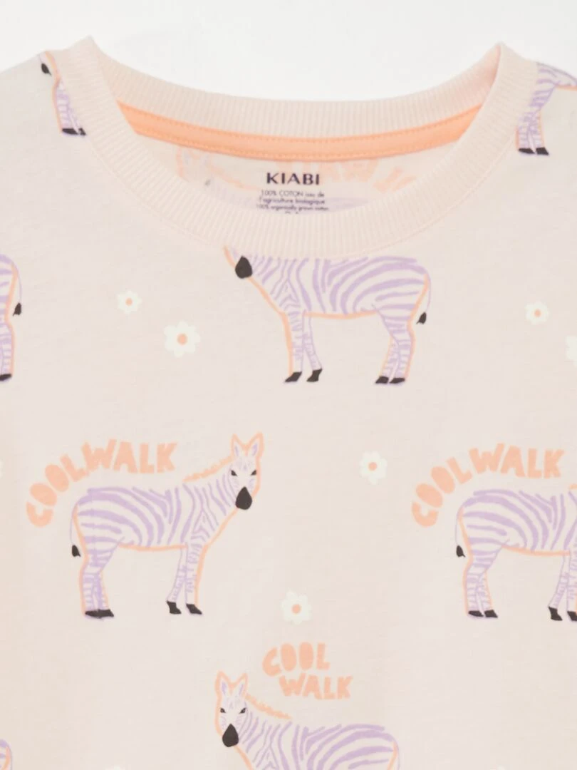 Ensemble de pyjama imprimé : T shirt + short 2 pièces Orange