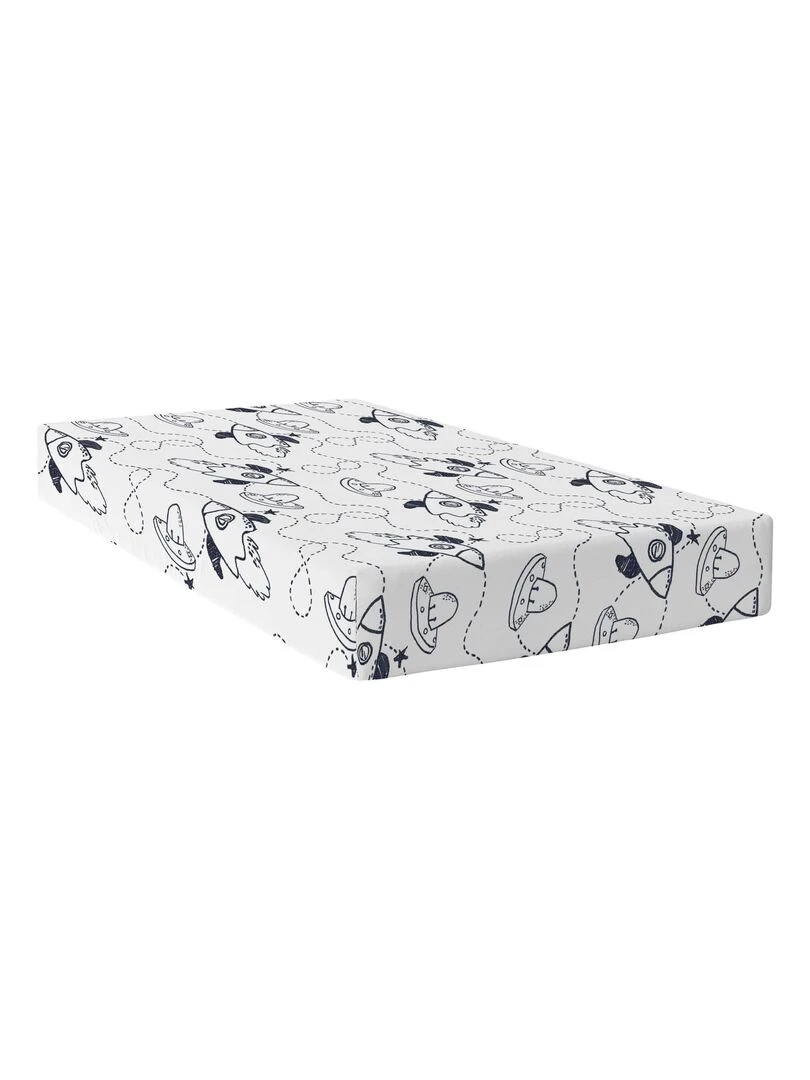 Drap housse Starspace "Happyfriday"   Bleu Blanc